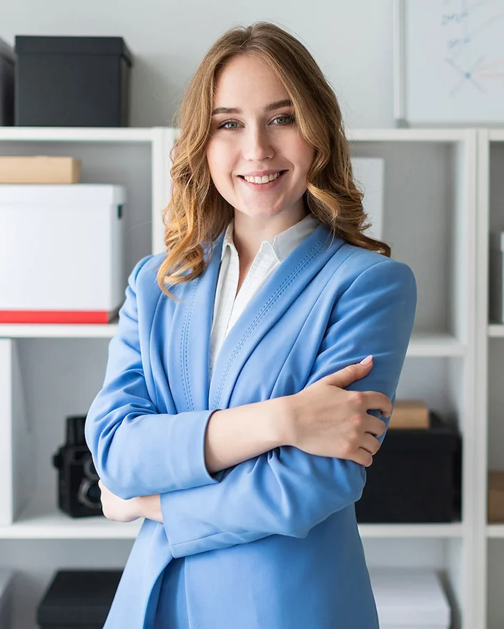 girl young business businesswoma noffice stands