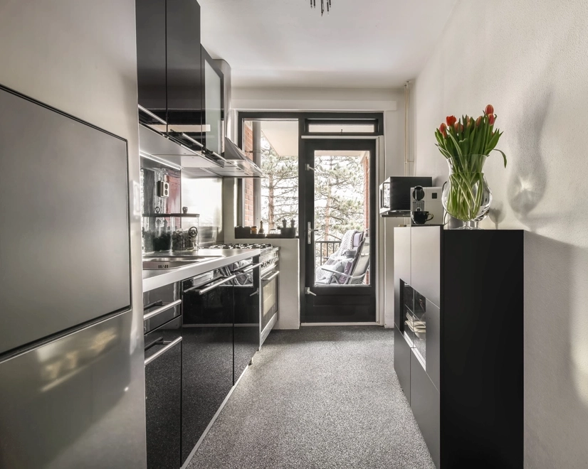 Modern dark toned kitchen interior