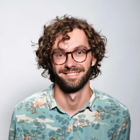 portrait young man curly hair