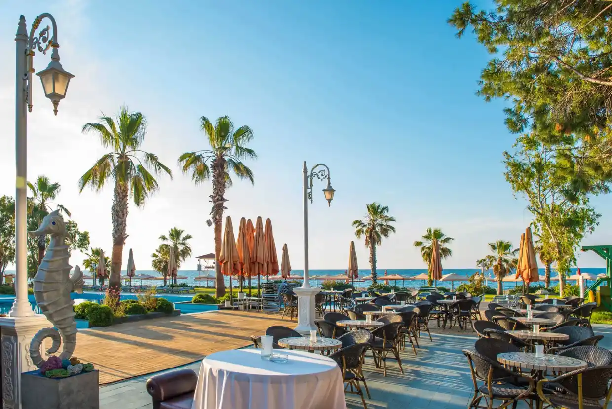 beautiful view on outdoors restaurant