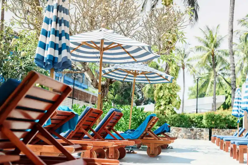 sun umbrella in tropical resort