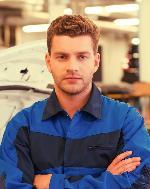 confident and concentrated mechanic