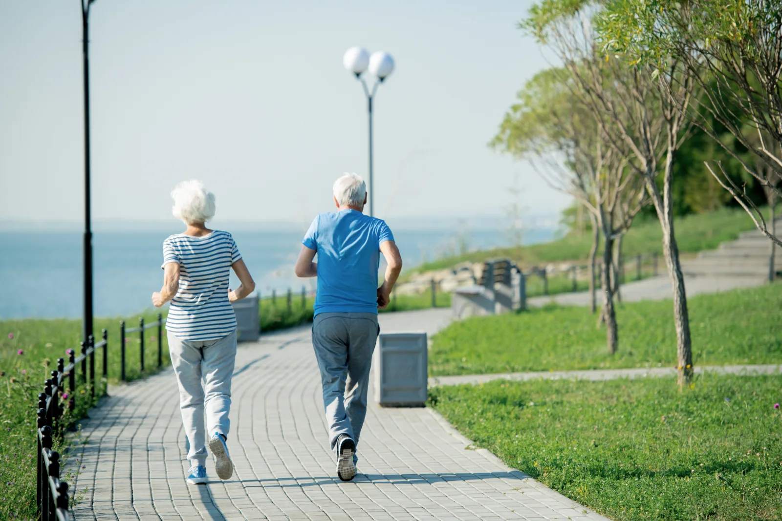 senior couple jogging