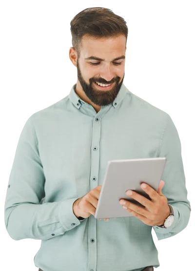 businessman play tablet device